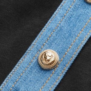 Denim Trim Buttoned Sweater